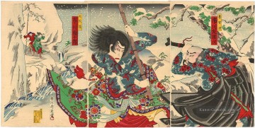  kampf - Ein Kampf zwischen Rochishin und Kyumonryo in einem Theaterstück auf der Kabuki Bühne Toyohara Chikanobu